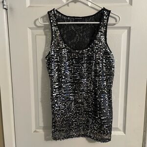 Express Sparkly Tank with Lace Back - Size Medium